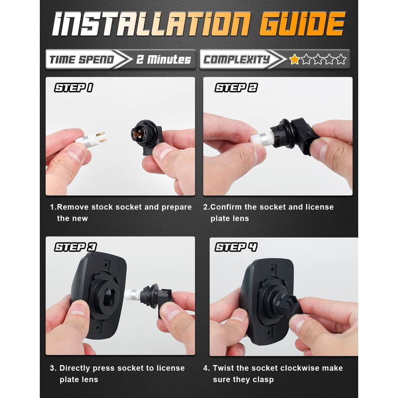 HERCOO LED License Plate Light Lens Housing Tag Lamp Socket