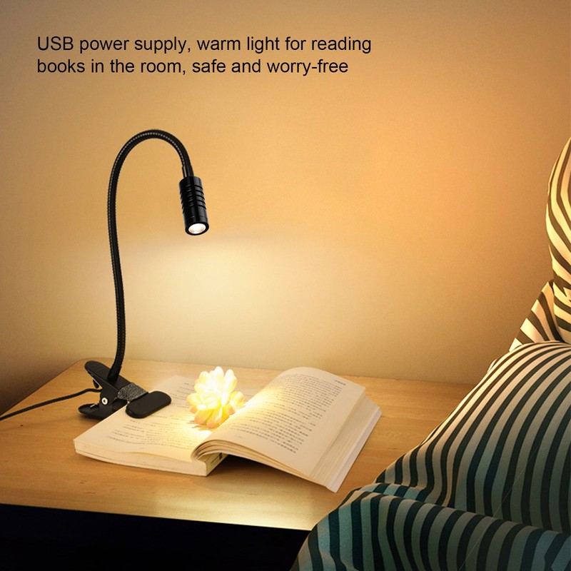 Student Reading Clipon Light 360° Flexible Neck Lamp USB Power