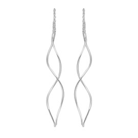 Threader Chain Earrings in 925 Sterling Silver | Thread Through Jewelry for Women and Girls | Multiple Designs Available (Swirly Spirals)