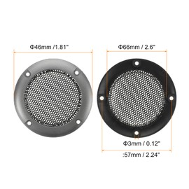 MECCANIXITY 2 Pcs 2inch Black Speaker Grill Mesh Metal Woofer Guard Protector Dust Cover Iron Gray Decorative Circle ABS Frame with Screws for Home Audio Car Speaker Replacement