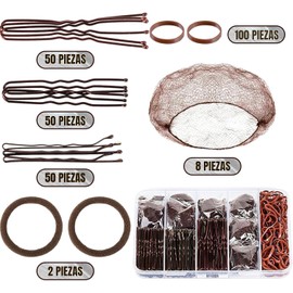 260Piezas Kit Profesional Moños Recogidos Horquillas Pasadores Gomas Horquillas En Forma de U Pasadores,Gomas Elásticas,Redecillas para El Cabello,Cintas para El Cabello para Mujeres y Niñas