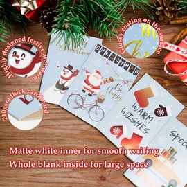 CHARMGIFTBOX Multi Coloured Christmas Cards with Envelope, 8 Designs with Gold Foil, 24 Pieces Assorted Christmas Greeting Cards Set, Gloomy Exterior, Matte Interior, 300gsm (Gloss)