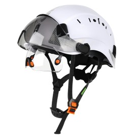 GREEN DEVIL EN397 & EN166 Certified Industrial Safety Helmet with Tinted + Clear Visor | Safety Helmet with Double Visor for Construction, Crafts & Industry | Ventilated ABS Work Safety Helmet