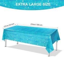 Tiamon Underwater Bubbles Table Cover Ocean Waves Tablecloth Bubble Water Print Plastic Table Cover for Under The Ocean Beach Pool Mermaid Birthday Party Baby Shower Supplies, 54 x 108 Inch (6 Pcs)