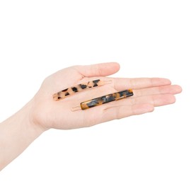 (2 types) Glow straight slim leopard skin hairpin light peach / (2종) 글로우 일자 슬림 호피 헤어핀 라이트피치