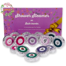 14PCS Shower Steamers Aromatherapy with 7 Scents, Bath Bombs with Essential Oils for Relaxation, Shower Bombs Shower Tablets Gift Sets for Women and Men in Mother's Day, Anniversaries