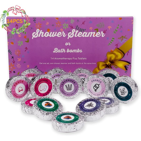 14PCS Shower Steamers Aromatherapy with 7 Scents, Bath Bombs with