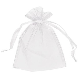 10 Organza Bags Wedding Favours Party Jewellery Pouches Mesh Drawstring Gift Wrap (5cm x 7cm, White)