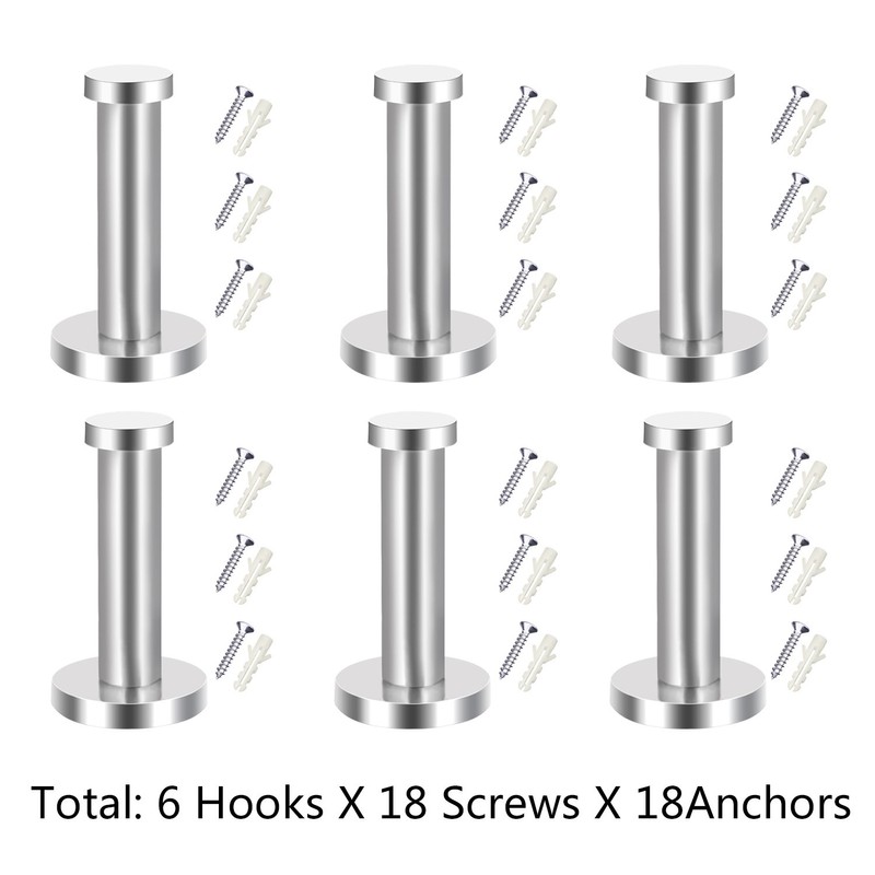 EBOOT 6 Pieces Stainless Steel Wall Mount Robe Coat Hook