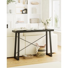 Masupu Console Table, Sofa Table with Shelf, Narrow Entryway Table for Hallway, Behind The Couch, Living Room, Easy Assembly, Modern Black(47 Inch)