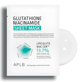 APLB Glutathione Niacinamide Sheet Mask 10pcs | LIPO GLUTA NIAC CEN™ 13.7% 0.85 FL.OZ/Korean Skincare, Deep hydration & Soothing, Sensitive Skin, Impr