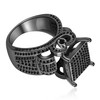 Uloveido Black CZ Big Square Party Cocktail Rings with Tiny