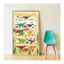 POPPIK 1841059 Sticker Poster, Dinosaurs, Interactive Educational Poster with Stickers, Multilingual Dinosaur Poster for Ages 6 and up, 68 x 100 cm
