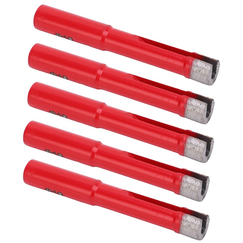 5Pcs Saw Bit Set FlatTooth Diamond Particles Red Coated Drill
