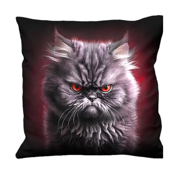 Spiral Anger Management Unisex Cushion Multicoloured 100% Cotton Gothic Cats
