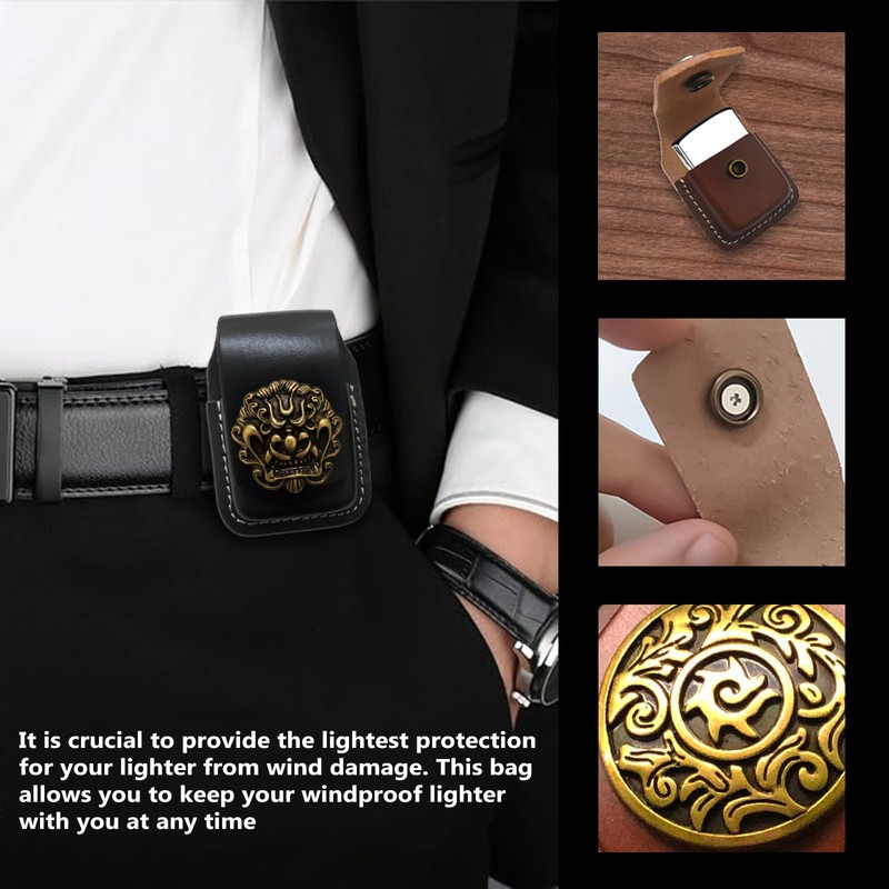 Leather Lighter Case, Flip top Leather Lighter Pouch, Holder Case