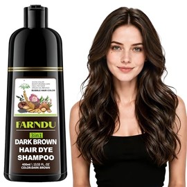 Champú de tinte para el cabello marrón oscuro 3 en 1 para cobertura de canas con ginseng | Color instantáneo natural, sin amoníaco ni parabenos, de la