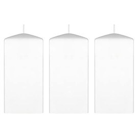 Mega Candles 3 pcs Unscented Dome Top Square White Pillar Candles, Low Cost Single Use Event Wax Candle 3 Inch x 6 Inch, Wedding, Birthdays, Parties, Celebrations, Florists, Prayers, Vigils, Church