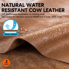 Vgo... 2-Paris Cow Leather Work Gloves, Impact Mechanic Gloves,Water Resistant (Size XL, Brown, CA7722)