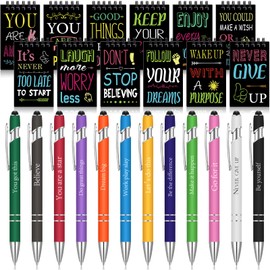 Spiareal 24 Pcs Christian Gifts Set Bulk Bible Verse Pens Christian Notebooks Scripture Ballpoint Pens Bible Quote Notepads Religious Notebooks Gifts Nurse Teachers Office Supplies(Motivational)