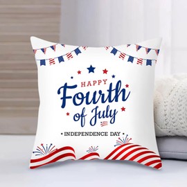 Rifuli Decorations Cushion Covers 45 cm x 45 cm Memorial Day Decor America Flag Stars and Stripes Patriotic Throw Pillow Covers Gnomes Pillows Indepe Fluffy Cushions Blue (C, One Size)