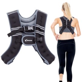 KEEP2MOVE Weighted Vest for Women Men and Kids 6lb/12lb with Reflective Stripe and Double Adjustable Buckle Straps Weight Vests for Workout, Strength Training, Running, Cardio, Weight Loss, Walking (12 LB - Black/Gray)
