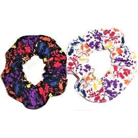 Crayon Art Rainbow Hair Scrunchies Ponytail Holders handmade by Scrunchies by Sherry (White and Black)