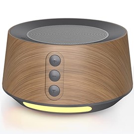 White Noise Machine - 14 Soothing Sounds and Warm Night Light for Sleeping, 5 Timers and Memory Feature Plug in Sound Machine for Baby, Adults-Wood