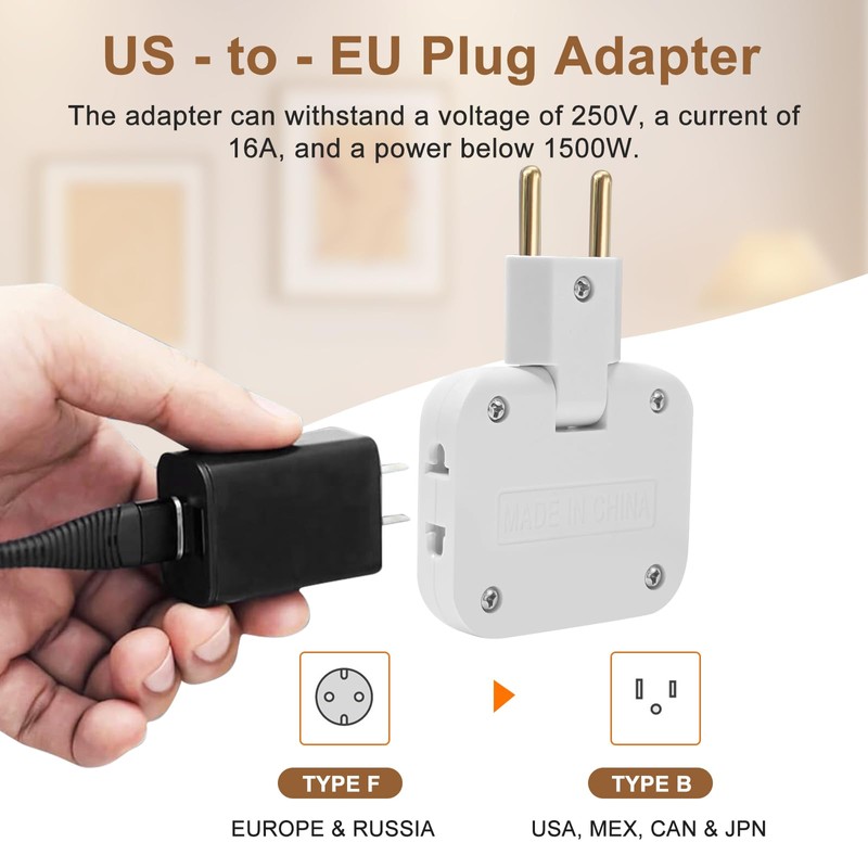 Momowin 2 x Flat Plug Multiple Sockets, Flat Plug with