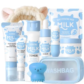 12 PCS Milk Skincare For Kids, Girls Skin Care For Kids Age 8-12, Hydrating Skincare For Girls 10-12, Milk Extract Face Skincare For Teens, Skin Care For Kids 10-12, Kids Face Wash Care Set