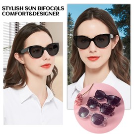 OCCI CHIARI Transition Bifocal Sun Reading Glasses for Women Cat Eye Sunglasses(Black 1.5x) 1.0 1.5 2.0 2.5 3.0 3.5 4.0