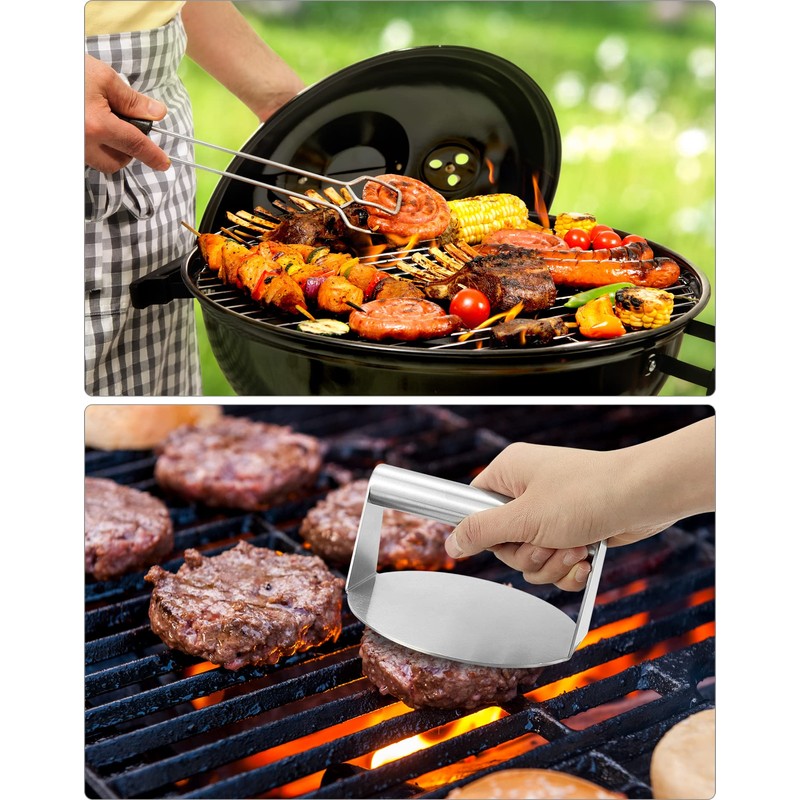 QWORK® Burger Press, Burger Smasher, 5.51" Round, 304 Stainless Steel,