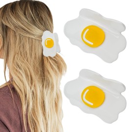 2 PACK Funny Omelette Hair Clip, Cute Acetate Hair Claw for Women, Fashion Yellow Hair Accessories for Girls