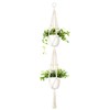 Mkono Macrame Double Plant Hanger Indoor Outdoor 2 Tier Hanging