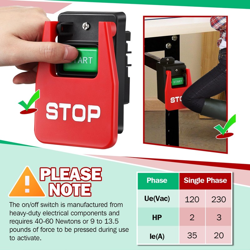 Dreyoo 120/230V Single Phase On/Off Switch, Efficient 120V 2HP Switch