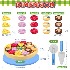 Beberolen Pizza Set Wood, Pizza Children's Kitchen Accessories, Wooden Pizza for Children, Play Kitchen Pizza Toy Food for Shop, Educational Role Play Educational Toy Gift