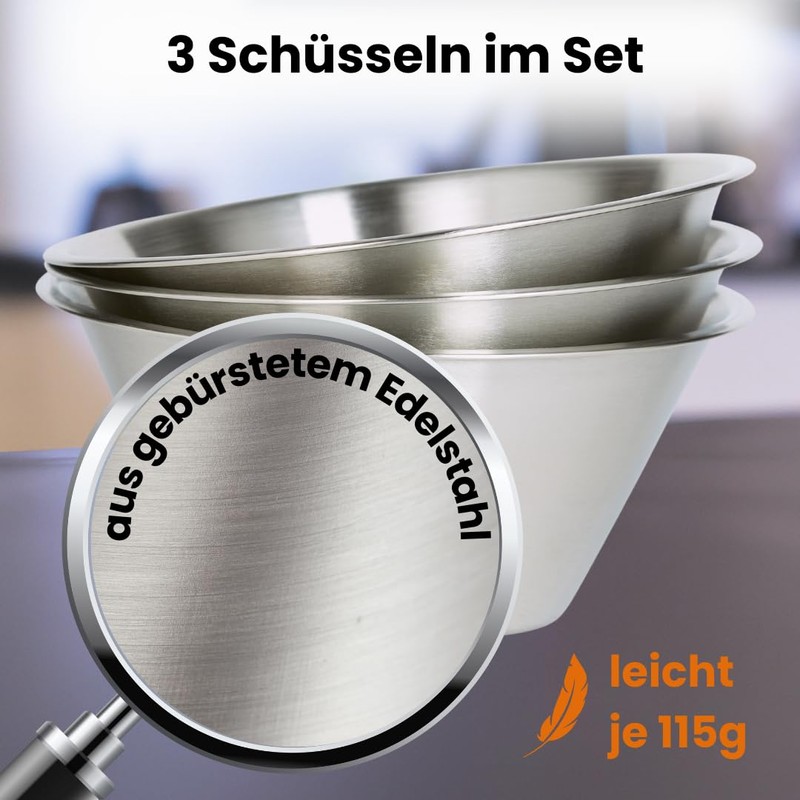 Marzoon Stainless Steel Bowls Capacity 1 Litre Diameter 18 cm