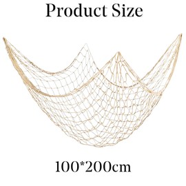 1 PCS Fish Net Decorations for Party,Fishing Net Decor,Decorative Nautical Themed Cotton Fishnet Party Accessory, Fishing Net Decor,Suitable for Home Bedroom,100 * 200 CM (White)