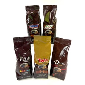 MARS Candy-Inspired Coffee Variety Pack, 5 Flavors - M&M'S, Snickers, Milky Way, Twix, Dove Ground Coffee, 2 oz Each (5 Pack, Assorted Flavors)