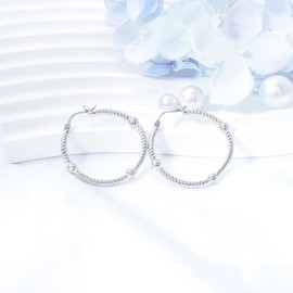 Big Huggie Hoop Earrings For Women Steling Silver Lightweight Simple Thick Twisted Wire Round Hoop Earrings Hypoallergenic Large Earrings for Party Birthday Gifts