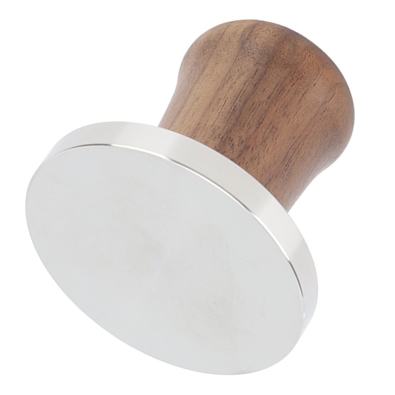 Wood Handle Coffee Tamper Stainless Steel Press Detachable Flat Base