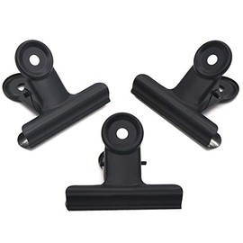 Paquete de 20 pinzas de metal grandes, 51 mm, color plateado para bulldog/bisagra de papel, para suministros de oficina en casa, Negro con azul, 2 Inch - Black