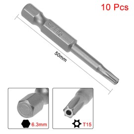 uxcell 10 Pcs T15 Magnetic Torx Screwdriver Bits, 1/4 Inch Hex Shank 2-inch Length S2 Security Tamper Proof Screw Driver Kit Tools