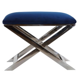 Cortesi Home Komodo X Bench Contemporary Ottoman, 23", Blue