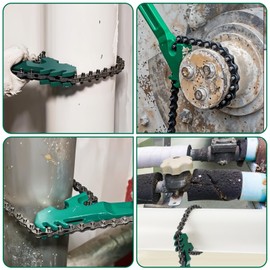 MBAIYO 3 Pcs Heavy Duty Chain Wrench Set, 9" 12" 16" Adjustable Steel Oil Filter Wrench for Pipe Fittings Car Repair Shower Head Valve (Fits 1.5-8in Dia. Pipe)