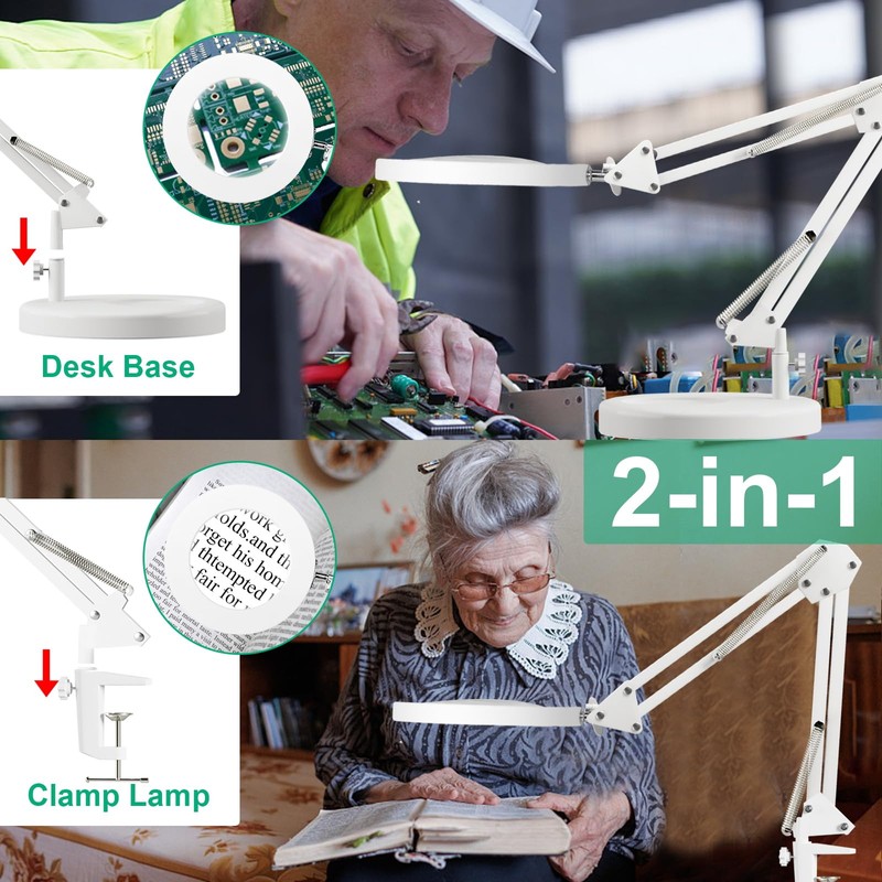 KUVRS 10X Magnifying Glass with Light and Stand, 2-in-1 LED