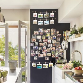 HJZHII 71 Pcs Photo String with Clips, Photo String Picture Banner with Clip Wooden Clothes Pin Photos Holders for Hanging Artwork Wall Indoor Decor Home Bedroom Patio Christmas Party Wedding