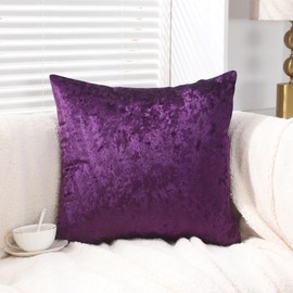 RKAAS HOME Super Soft Decorative Luxurious Crushed Ice Velvet Square Cushion Cover for Living Room Sofa Couch Bed 65cm x 65cm 26x26 Inches (Pack of 2 - Purple)
