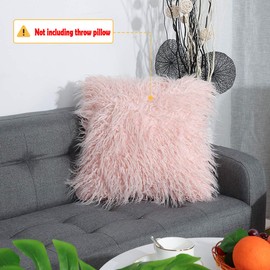 sourcing map Faux Fur Cushion Covers 45x45 Cm/18x18 Inches, Fluffy Throw Pillow Covers for Sofa Couch Bedroom Chair - Soft Square Decorative Pillow Cases Pink