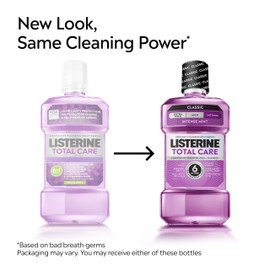 Listerine Total Care Intense Anticavity Fluoride Mouthwash, 6 Benefits in 1 Oral Rinse Helps Kill 99% of Bad Breath Germs, Prevents Cavities, Provides 360 Clean*, ADA-Accepted, Intense Mint, 250 mL
